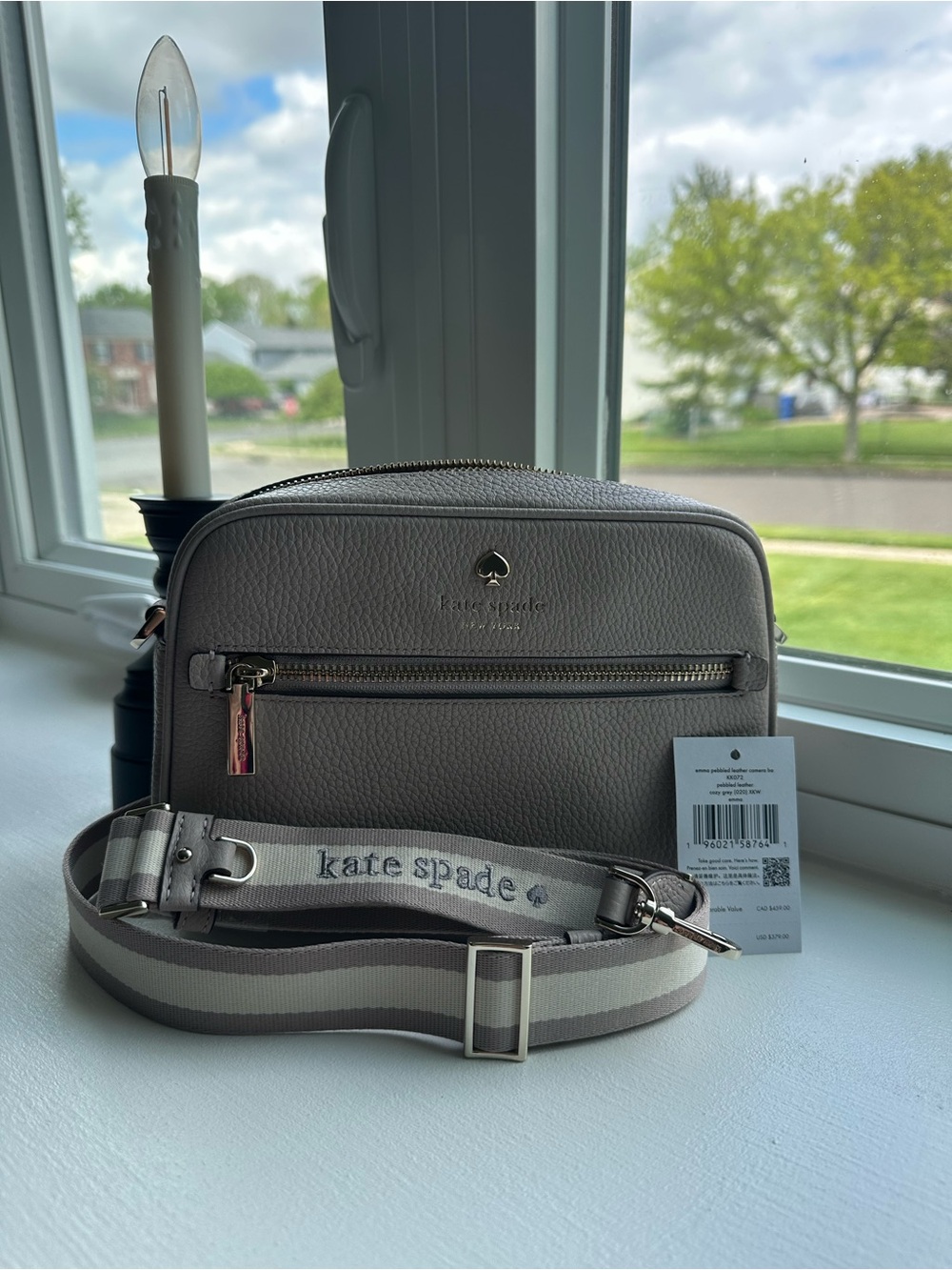 kate spade Pebbled Leather Crossbody in Light Taupe Gray